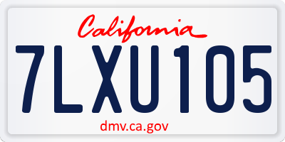 CA license plate 7LXU105