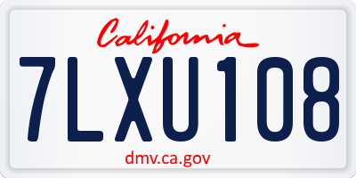 CA license plate 7LXU108