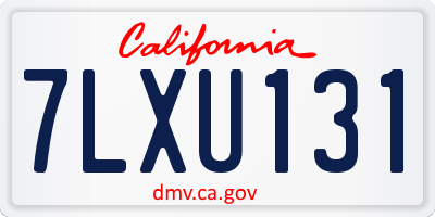CA license plate 7LXU131