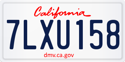 CA license plate 7LXU158