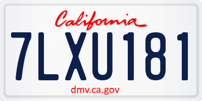 CA license plate 7LXU181