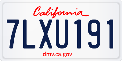 CA license plate 7LXU191