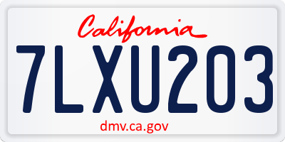 CA license plate 7LXU203