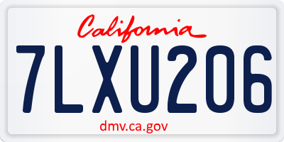 CA license plate 7LXU206