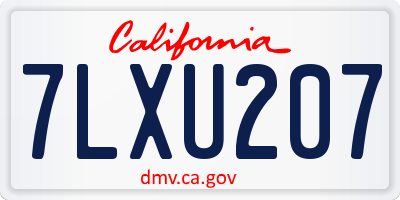 CA license plate 7LXU207