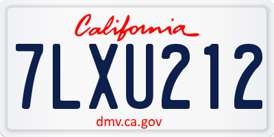 CA license plate 7LXU212