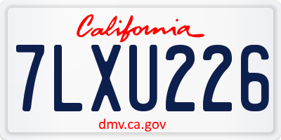 CA license plate 7LXU226