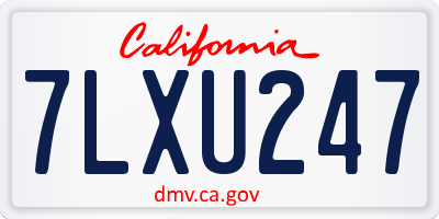 CA license plate 7LXU247