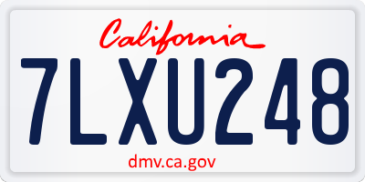 CA license plate 7LXU248