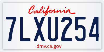 CA license plate 7LXU254