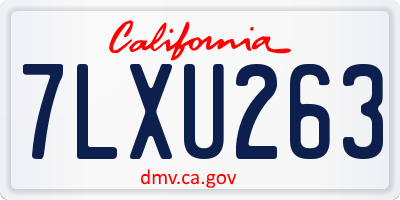 CA license plate 7LXU263