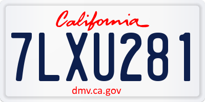 CA license plate 7LXU281