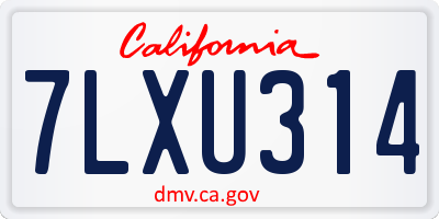 CA license plate 7LXU314