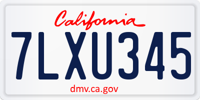 CA license plate 7LXU345