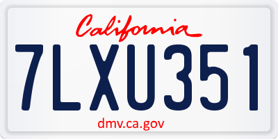 CA license plate 7LXU351