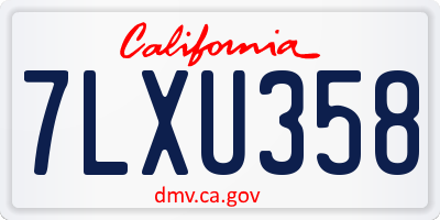 CA license plate 7LXU358