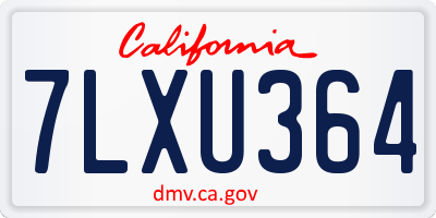 CA license plate 7LXU364