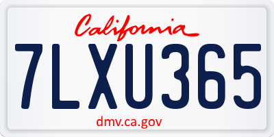 CA license plate 7LXU365