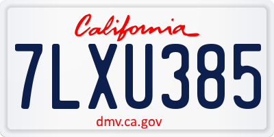 CA license plate 7LXU385
