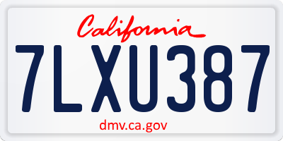 CA license plate 7LXU387