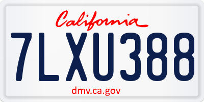 CA license plate 7LXU388