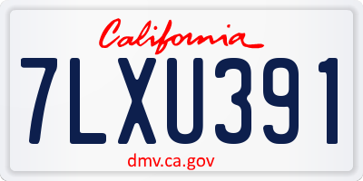 CA license plate 7LXU391