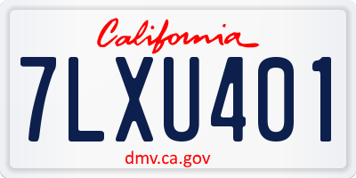 CA license plate 7LXU401