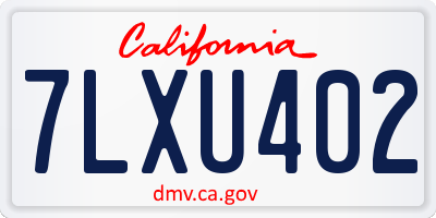 CA license plate 7LXU402