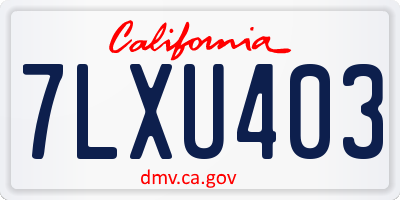 CA license plate 7LXU403