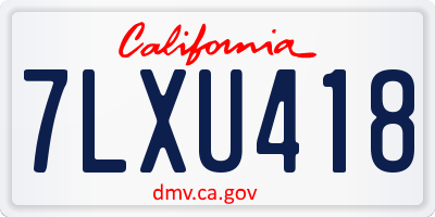 CA license plate 7LXU418