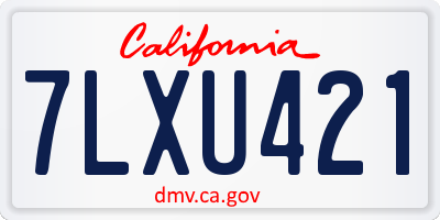 CA license plate 7LXU421