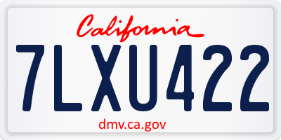 CA license plate 7LXU422