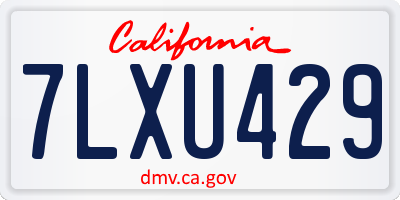 CA license plate 7LXU429