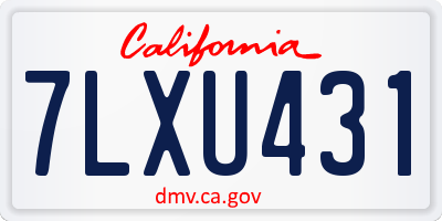 CA license plate 7LXU431