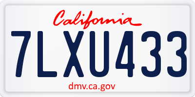 CA license plate 7LXU433