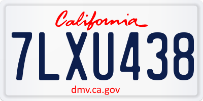 CA license plate 7LXU438