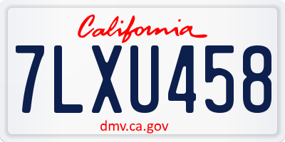 CA license plate 7LXU458