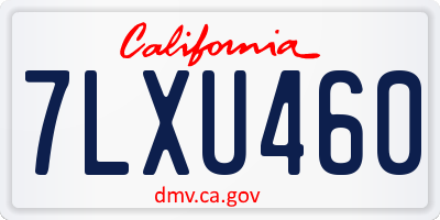 CA license plate 7LXU460