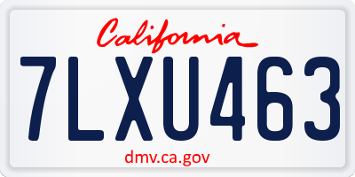 CA license plate 7LXU463