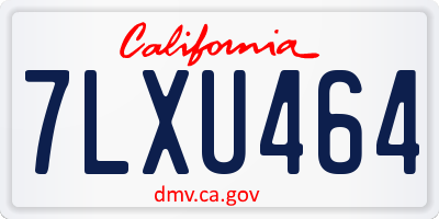 CA license plate 7LXU464