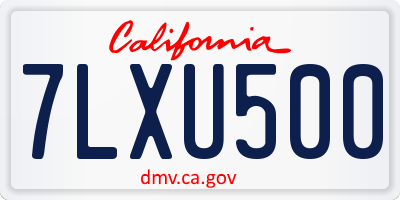 CA license plate 7LXU500