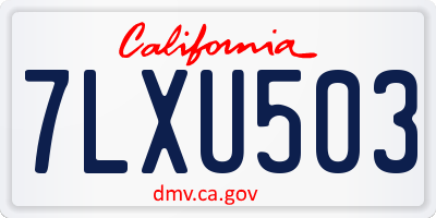 CA license plate 7LXU503