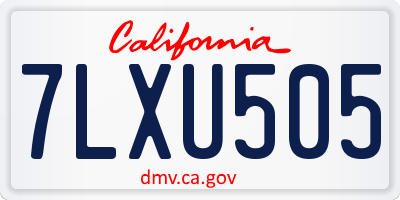 CA license plate 7LXU505