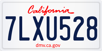 CA license plate 7LXU528