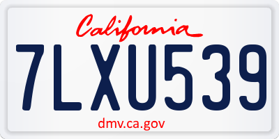 CA license plate 7LXU539