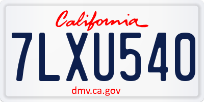 CA license plate 7LXU540
