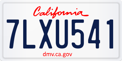 CA license plate 7LXU541