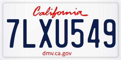 CA license plate 7LXU549