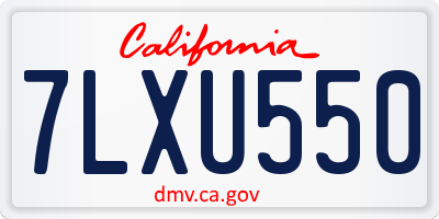 CA license plate 7LXU550