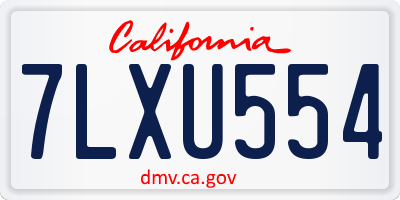 CA license plate 7LXU554